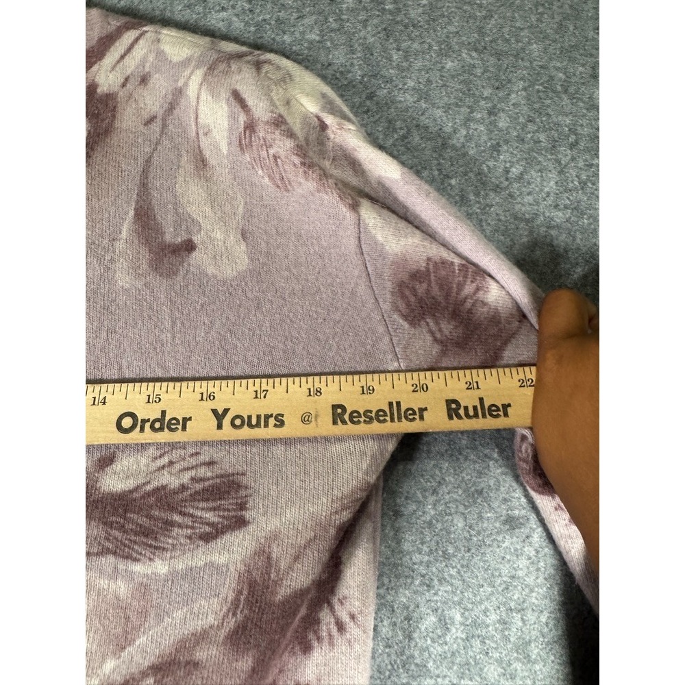 Stile Benetton Womens Mauve Floral Wool Angora Blend V-Neck Cardigan Sweater M - Picture 6 of 9